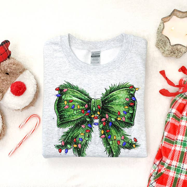 Trendy Transfers - Wholesale Sublimation Transfer - Mean Guy Christmas Light Bow DTF Heat Transfer