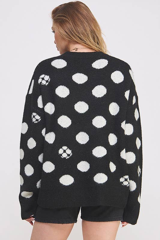 JADE BY JANE - Wholesale Knit Sweater - Women's - POLKA DOT/SOCCER BALL LONG SLEEVE KNIT SWEATER7