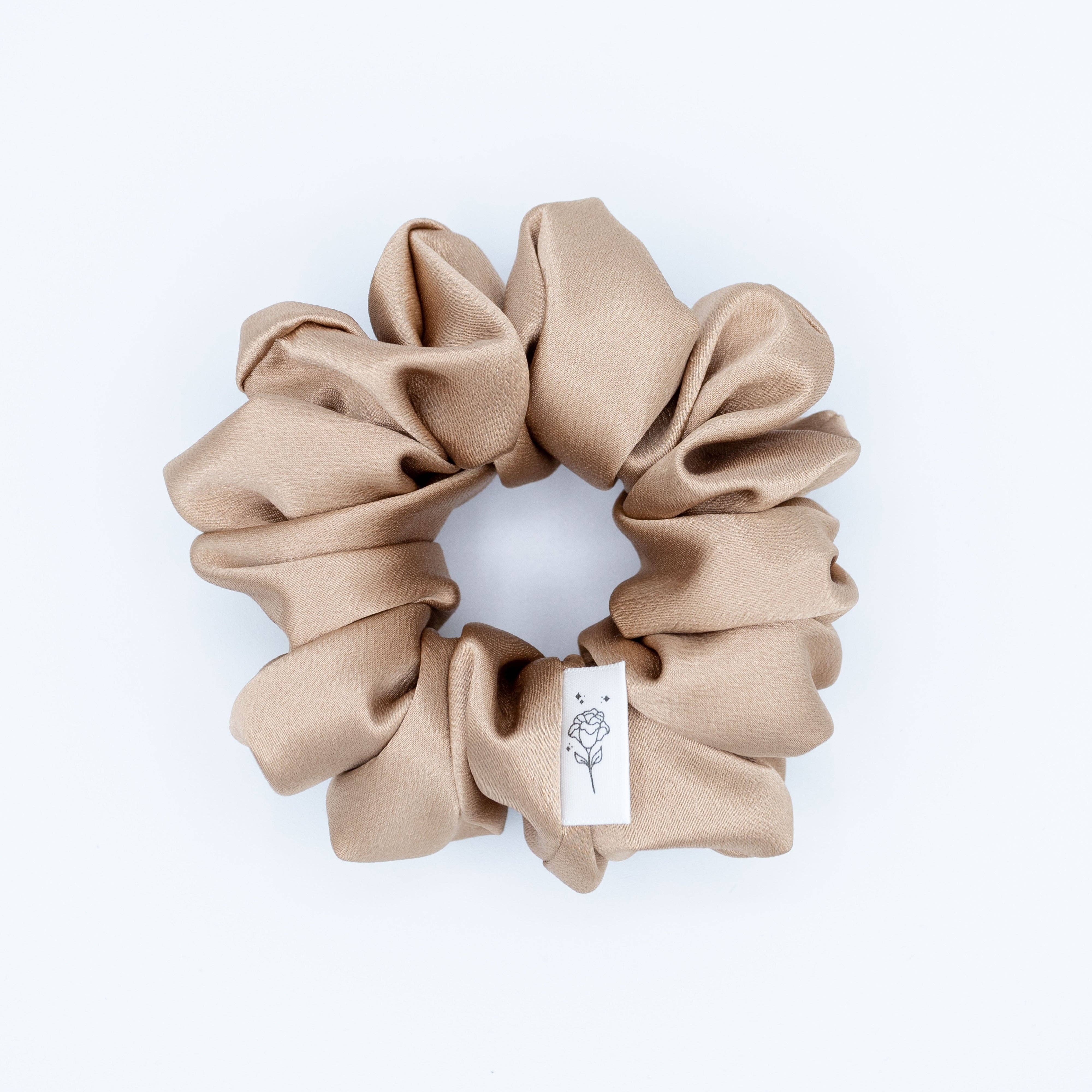 Wild Rose Accessories – wholesale Scrunchie - Dam – Tan Satin Scrunchie2