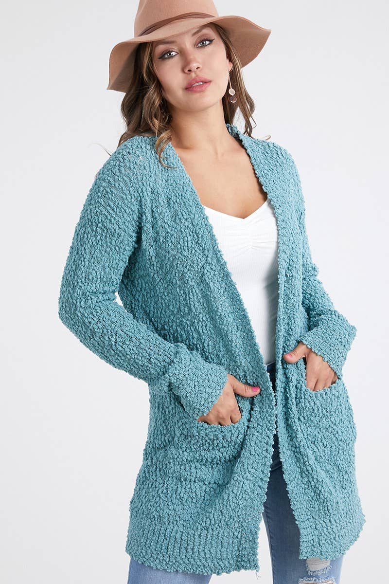 Oceanus Apparel - Wholesale Cardigan - Dames - OUG80160 Met Solid Popcorn versierde vesttrui3