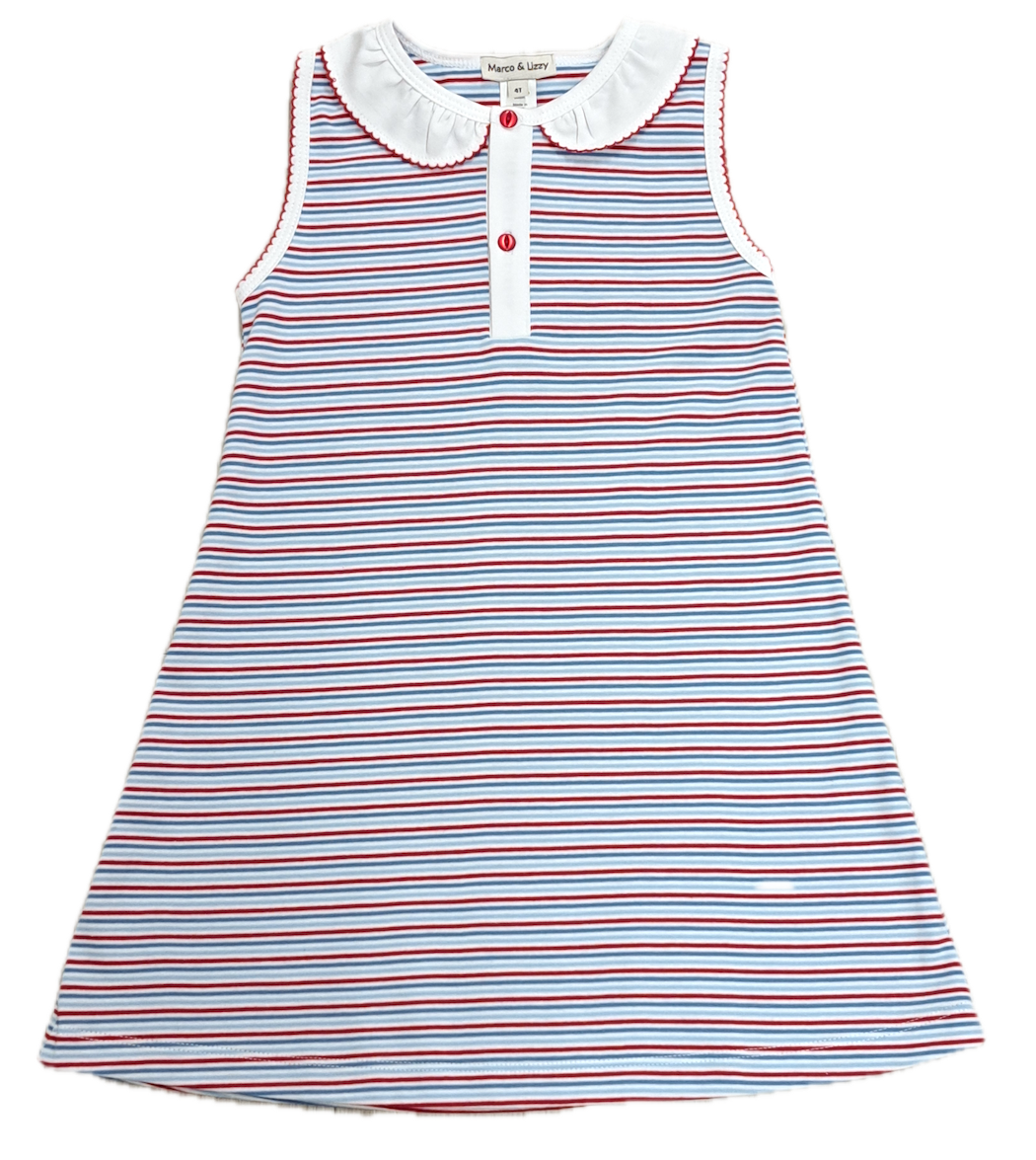 Marco and Lizzy - Wholesale Dress - Kids - Red White and Blue Stripe A line dress0