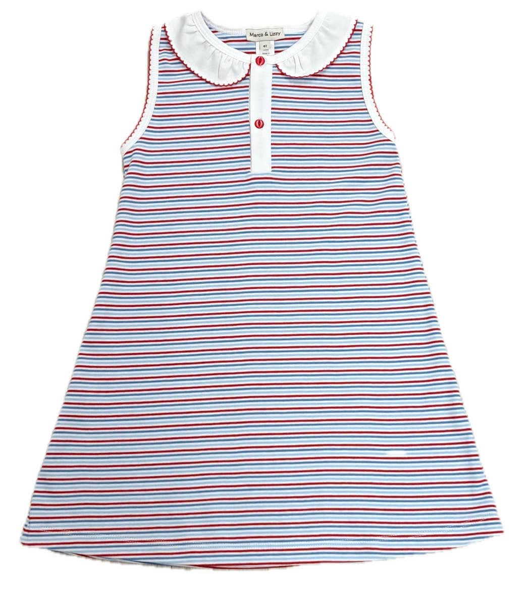 Marco and Lizzy - Wholesale Dress - Kids - Red White and Blue Stripe A line dress