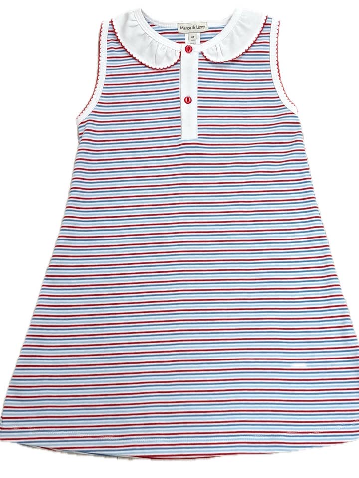 Marco and Lizzy - Wholesale Dress - Kids - Red White and Blue Stripe A line dress0