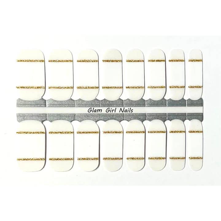 Witte en gouden nagelwikkels voor Franse manicure voor wholesale door Glam Girl Nails