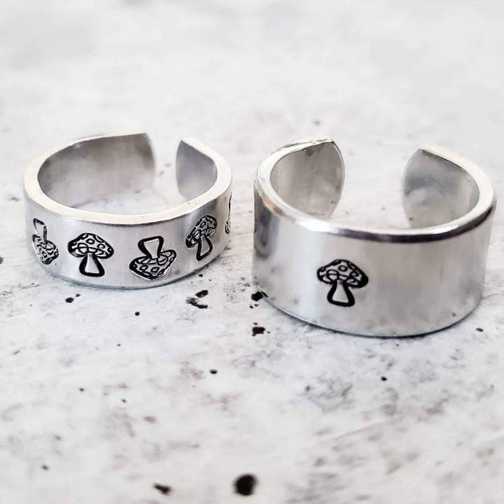 Mushroom Aluminum Silver Ring for wholesale by Salt and Sparkle