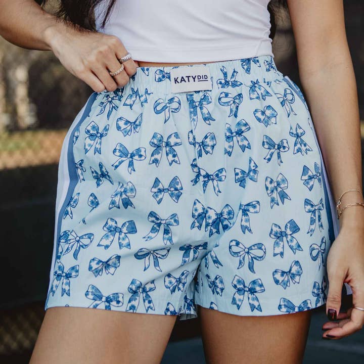 Chinoiserie Coquette Bows Ladies Boxer Shorts for wholesale by Katydid