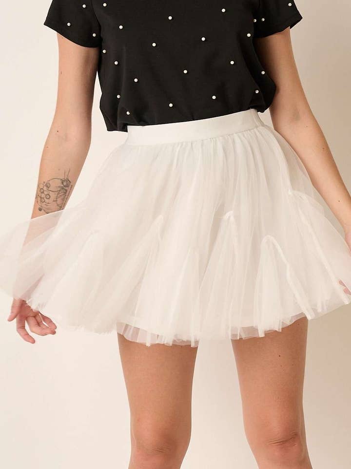 TULLE GODET DETAIL MINI SKIRT for wholesale by mittoshop