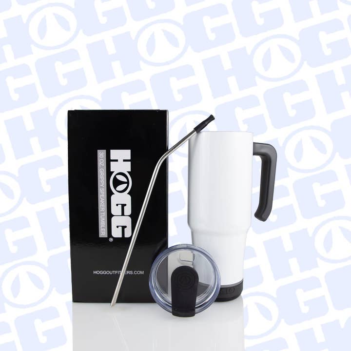 Hogg Outfitters - Wholesale Insulated Mug/Tumbler - 30oz SUBLIMATION SPEAKER TUMBLER - Grippy White3