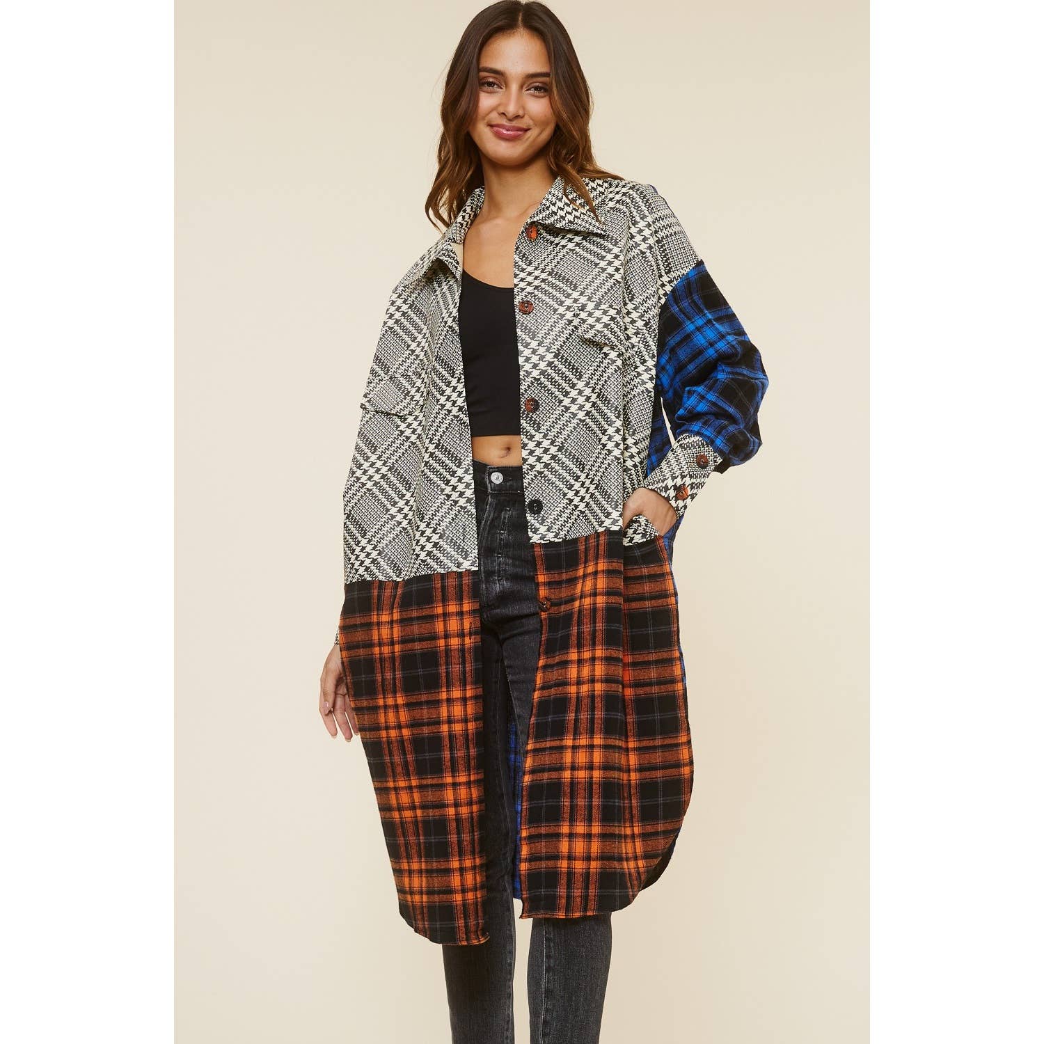 MULTI Giacca a quadri in tessuto misto in vendita all'ingrosso su Faire1