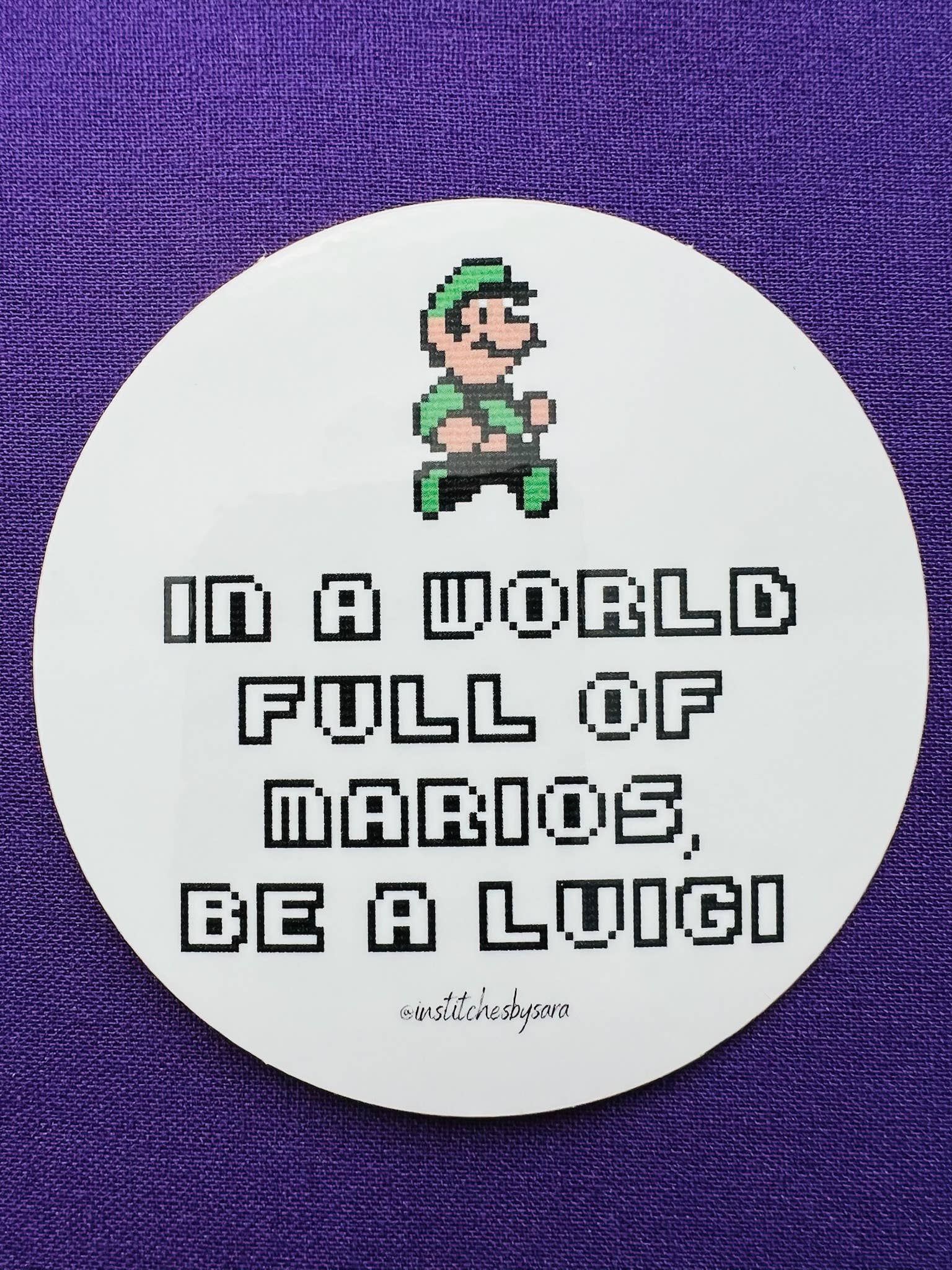 In Stitches by Sara – Großhandel Aufkleber – Sei ein Luigi Aufkleber | Von Mario Brothers inspirierter Aufkleber2