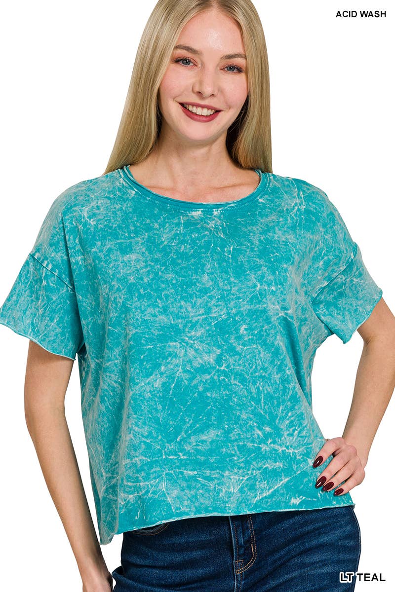 42POPS - Wholesale Knit Top - Women's - `.Washed Crew Neck Crop TShirt9