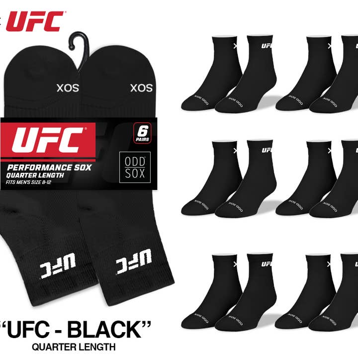 UFC Basix Black - Mens 6 Pack Quarter for wholesale by Odd Sox