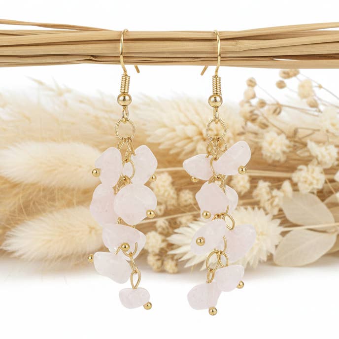 Rosa kvartsörhängen för wholesale av Produtos Namasté