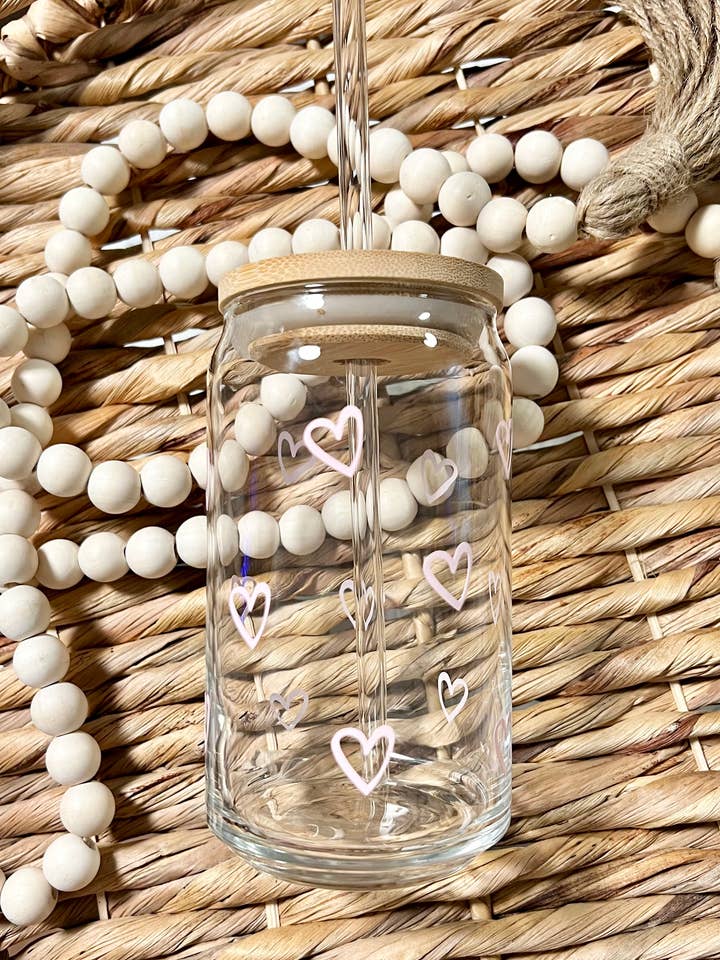 Heart/Valentine Beer Can Style Glass for wholesale by Salty Spouse Glassware