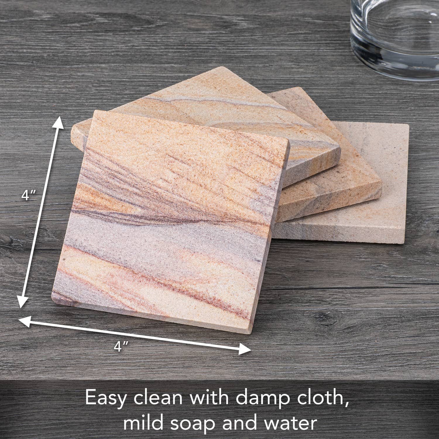 CounterArt/Highland Home/Thirstystone/CoasterStone - Wholesale Onderzetters - Thirstystone Rainbow Natural Sandstone Coaster, 4 stuks3