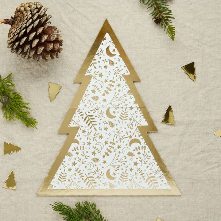 Hootyballoo by Club Green - Wholesale Cheese board - Gold Christmas Tree Patterned Grazing Board