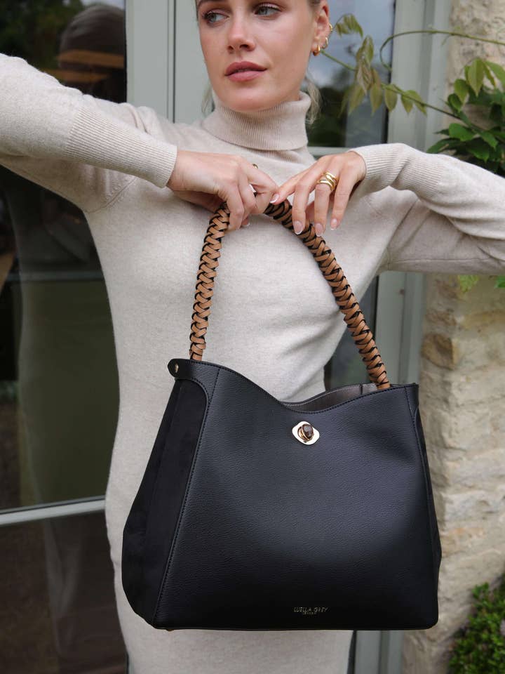 Adriana Sort Vævet Håndtag Hobo for engroshandel hos Luella Grey London