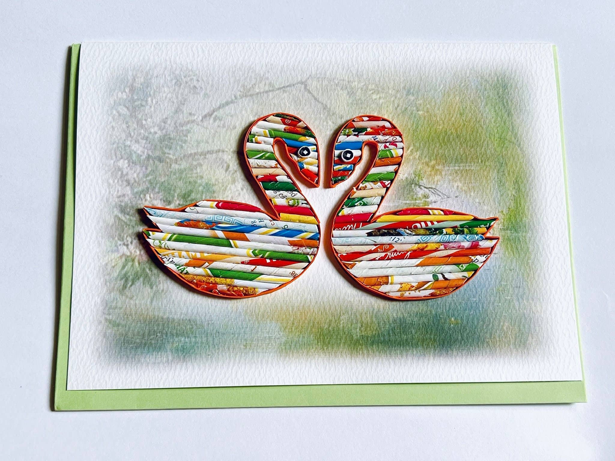 Loving Nature - Vente Carte de vœux classique - Carte cygne en papier roulé faite à la main à partir8