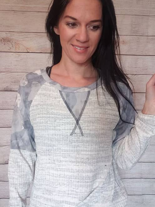 Ivory and grey camo for wholesale by Bouska Boutique