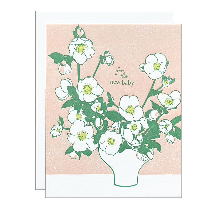 Navy Midnight Press - Wholesale Baby Card - Hellebore Blossoms Baby Card0
