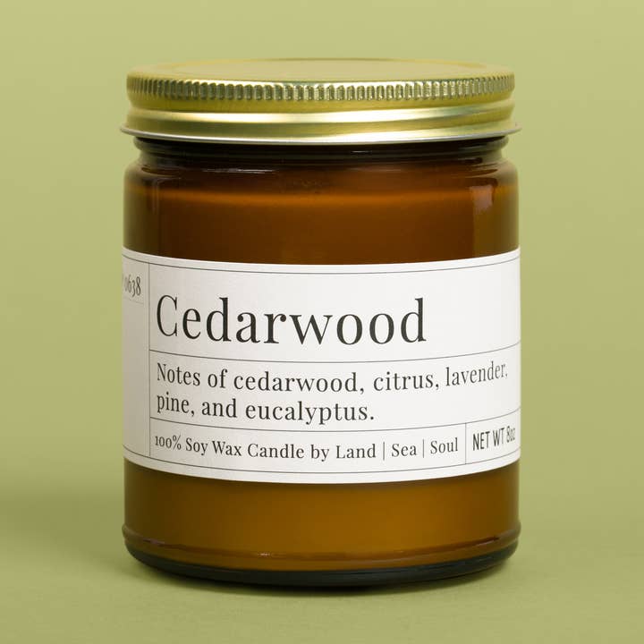 Bougie soja en bois de cèdre 8 oz pour la vente par Land Sea Soul