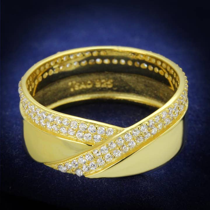 TS380 - Guld 925 Sterling Silver Ring med AAA klass CZ i klart för wholesale av Alamode