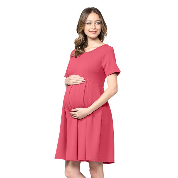 Hello Miz - Wholesale Dress - Maternity - Pleated Round Neck Maternity Skater Dress7