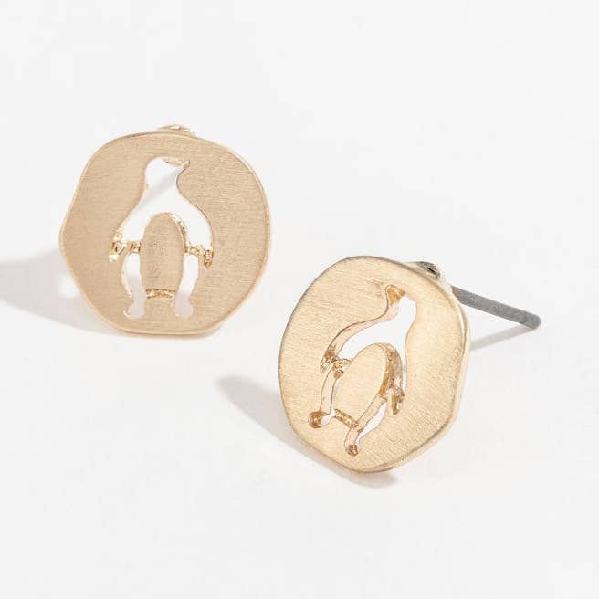 Penguin Gold Stud Buds Earrings for wholesale by Elsie & Zoey