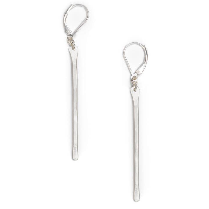 Freshie & Zero - Wholesale Dangle Earrings - STEM Long Skinny Hammered Bar Earrings in gold or silver