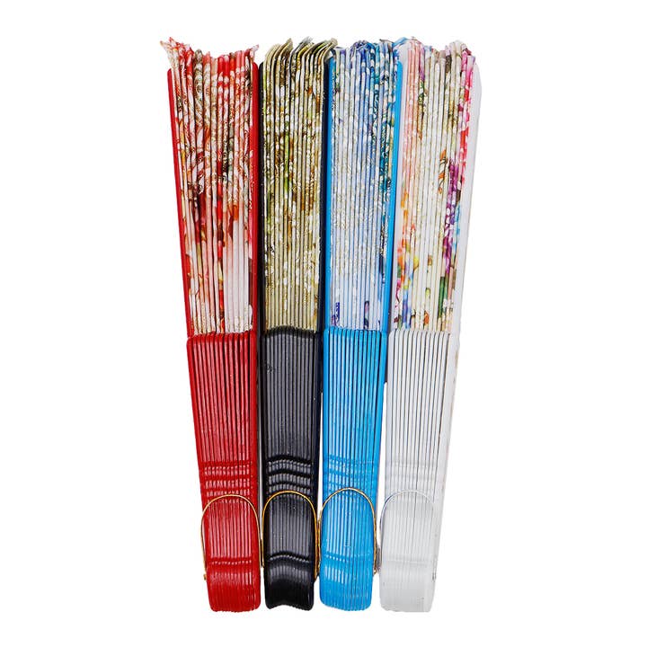 Cap Zone - Wholesale Handheld Folding Fan - Peony Lily Gold Glitter Handheld Folding Fan