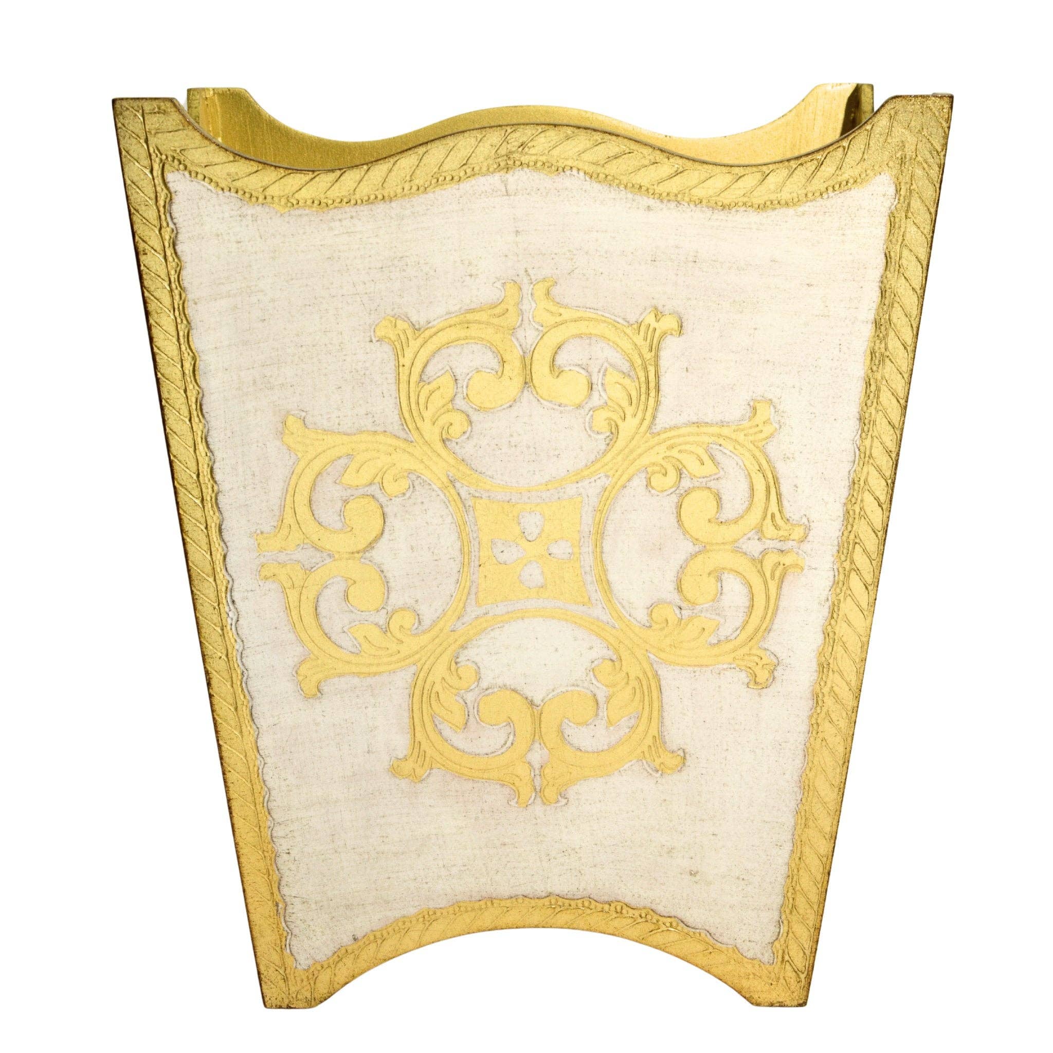 Via Graceffo - Wholesale Trashcan/Trash Bin - Italian Florentine Waste bin, Cappuccino & Gold, Made in Italy2