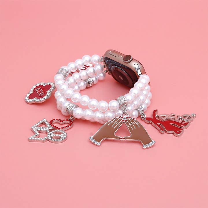 Updated DST White Pearl Charm Watch Band Women for wholesale on Faire