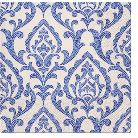 Portugisiske fliser papirservietter - blå grå Damask mønster for engroshandel hos European Excellency