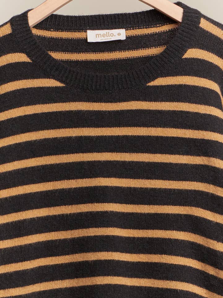 Mello. - Wholesale Knit Sweater - Women's - Stripe Puff Sleeve Sweater