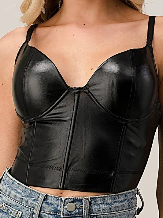 Metallic Stretchy Cropped Bustier Top for wholesale by Lydia USA
