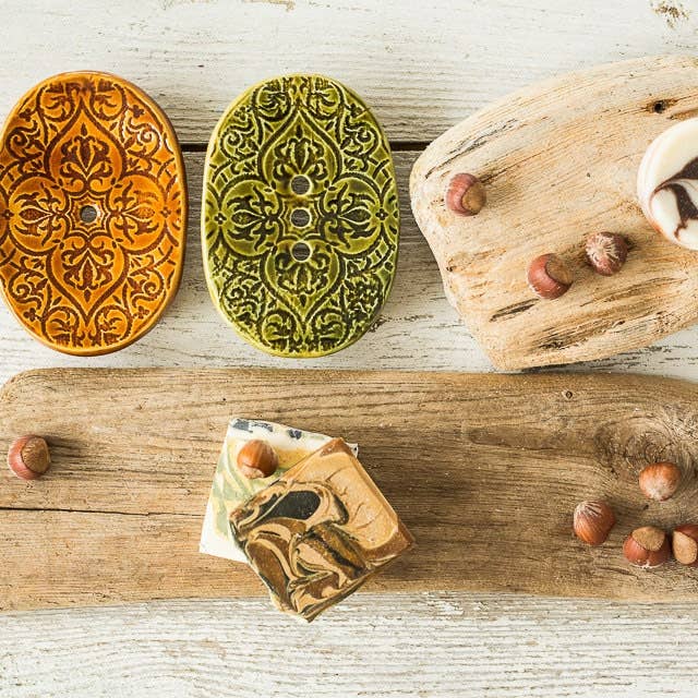 Danutė Murauskienė – wholesale Tvålhållare – Gröna och bruna tvålfat2