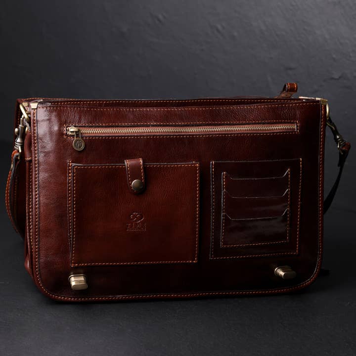 Time Resistance - Wholesale Laptop Bag - Unisex - Italian Leather Briefcase - Illusions