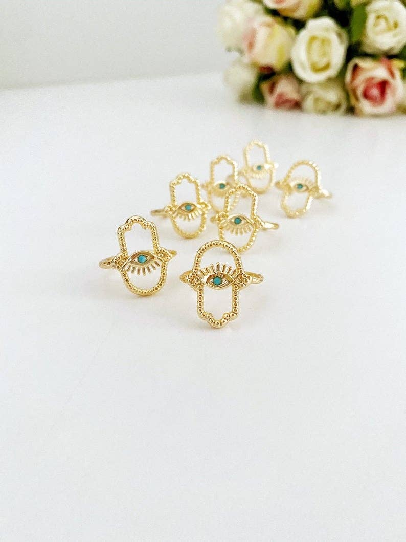Evileyefavor – wholesale Cocktail/statement ring – Hamsa Hand Ring, Evil Eye Ring, Adjustable Ring, Gold Ring, Lucky Evil Eye Ring2