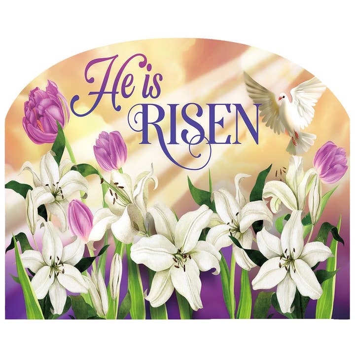 He Is Risen Lillies Acrylic Art Sign for wholesale by Briarwood Lane