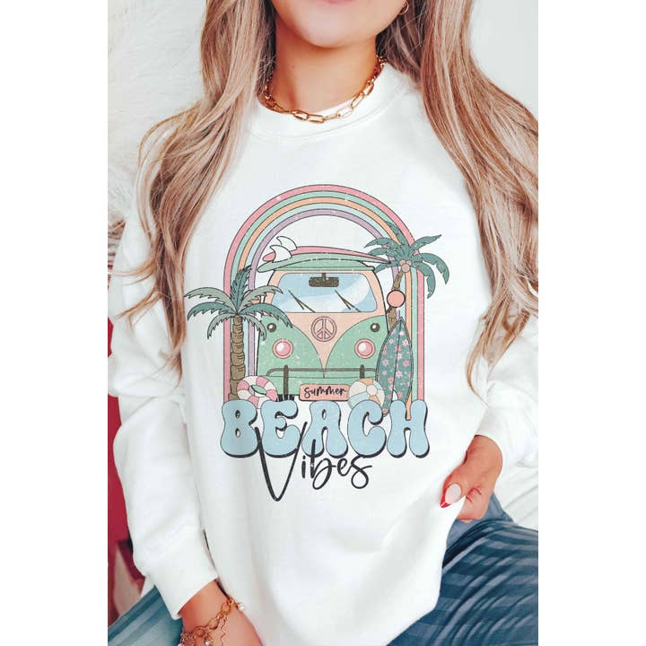 BLUME & CO. - Vente Sweat-shirt à imprimés – femme - Sweatshirt graphique BEACH VIBES1