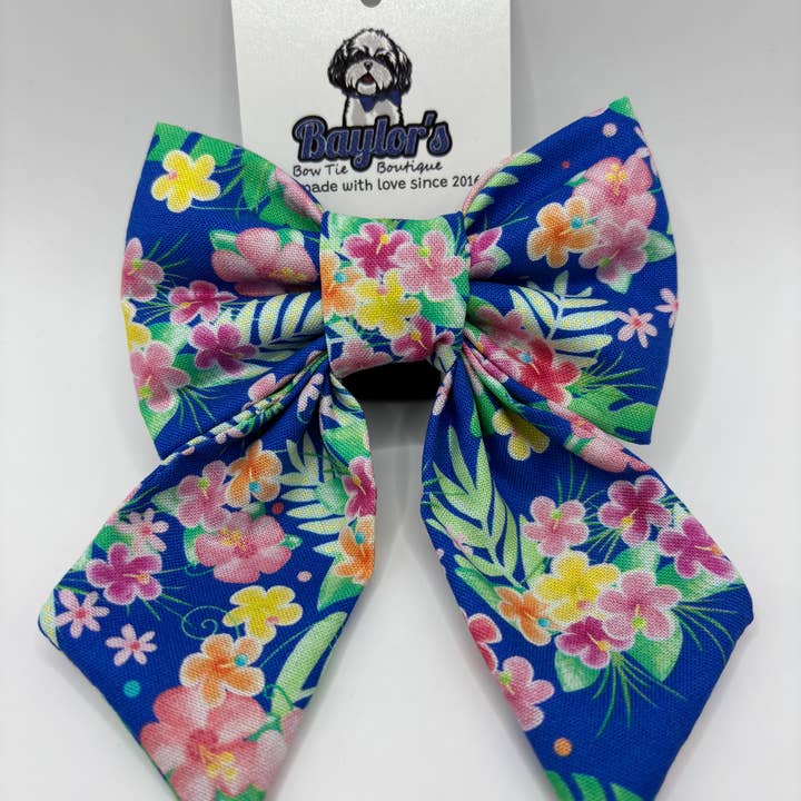 Nœud marin à fleurs tropicales, accessoires pour animaux d'été pour la vente par Baylor's Bow Ties