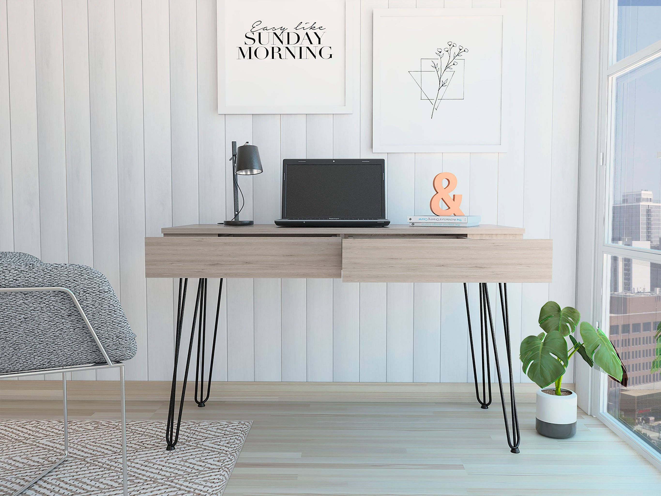 TUHOME FURNITURE - Wholesale Desk Set - Mumbai Writing Desk, Four Legs, Two Drawers17