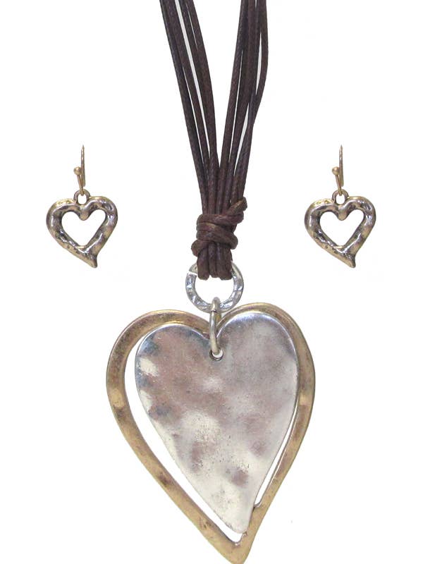 ( H024 ) ENSEMBLE DE COLLIER AVEC PENDENTIF CŒUR pour la vente par Jewelry Max