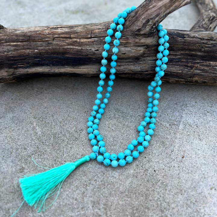 Lungta Imports - Wholesale Prayer Beads Necklace - Tibetan Buddhist Turquoise Hand Knotted Mala, Rosary 108 Beads, Japa Mala, Meditation Mala, Mala Necklace, Free Silk Pouch5