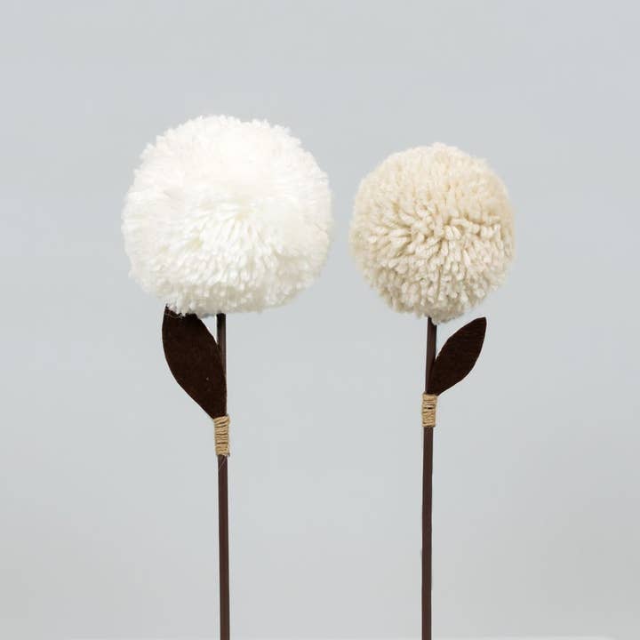 Adams & Co. - Wholesale Decorative Tabletop Object - 15844 - 3x12x3 pom pom stems s/2 (FLOWERS) modern decor