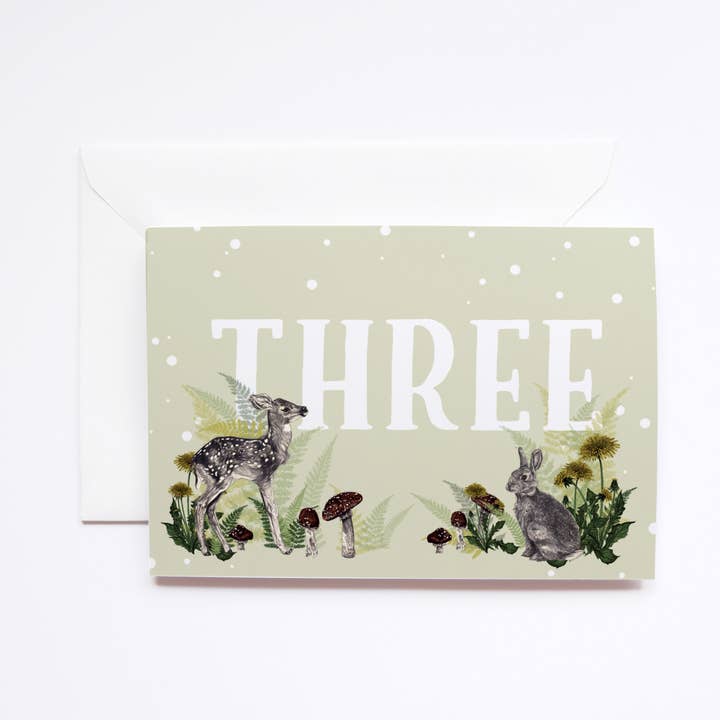 Woodland Animal 3rd Blank Birthday Card for wholesale by Deborah Panesar