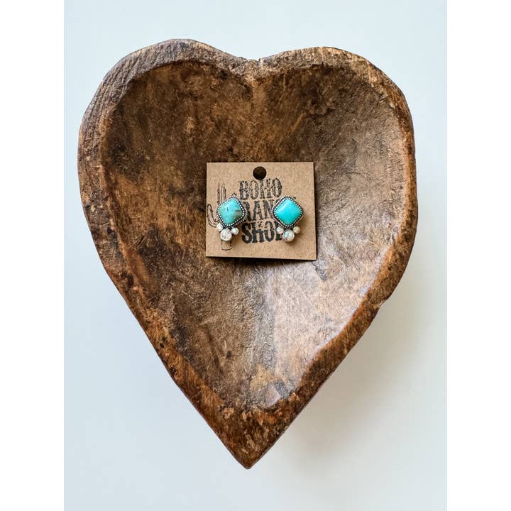 Boho Ranch Shop - Wholesale Stud/Post Earrings - Western Diamond Shape Stone Stud Earrings