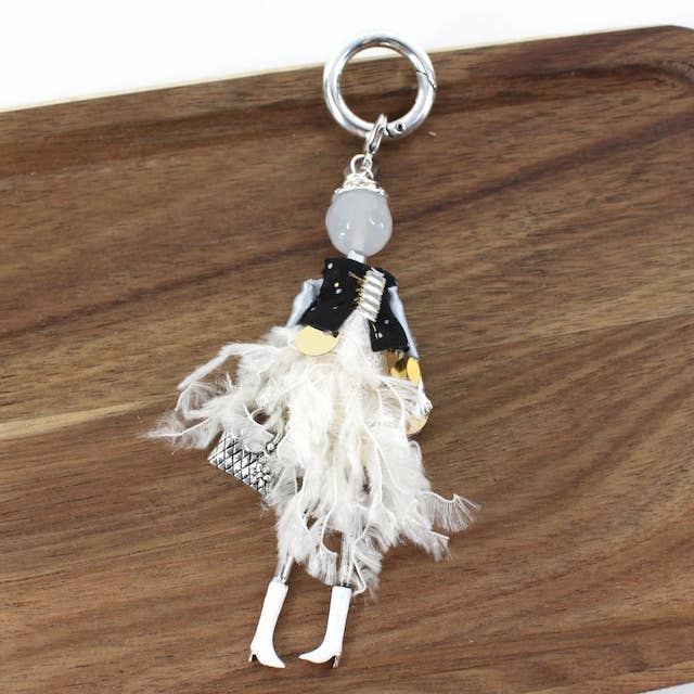 Pretty Persuasions - Wholesale Keychain - Women's - B24127 Stone Adorned French Doll Stainless Steel Keychain7