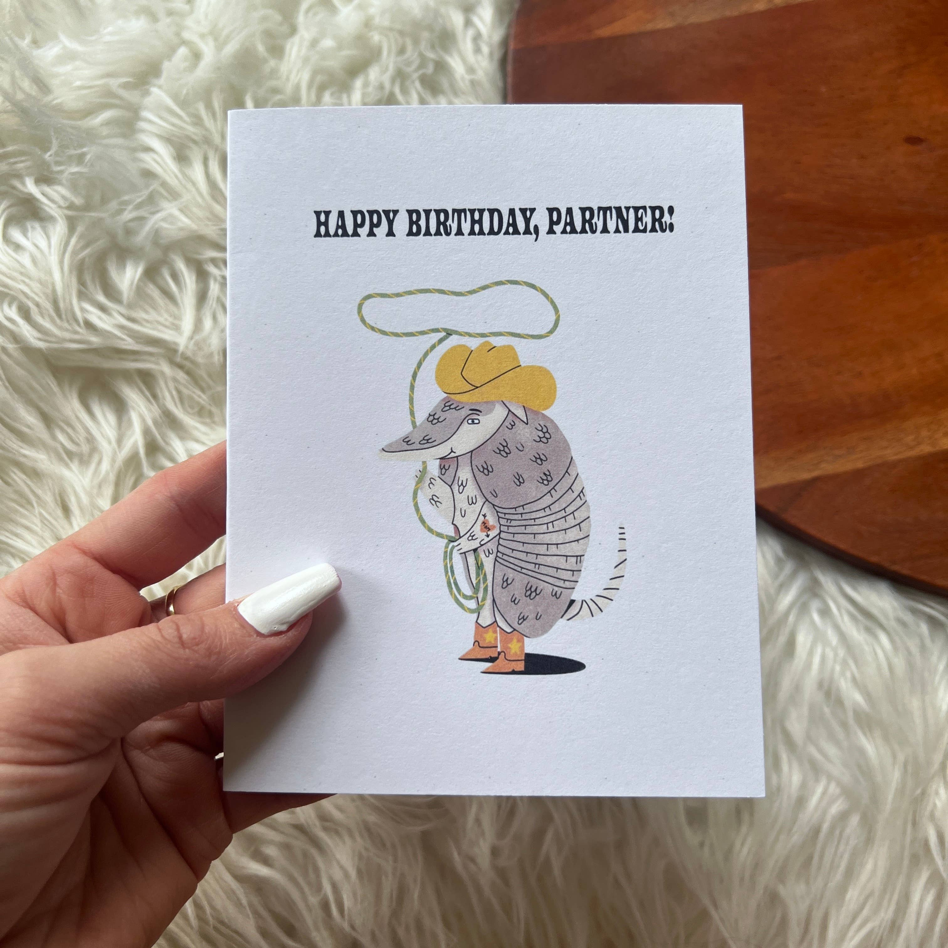 Big Moods - Wholesale Birthday Card - "Happy Birthday, Partner" Armadillo Birthday Card