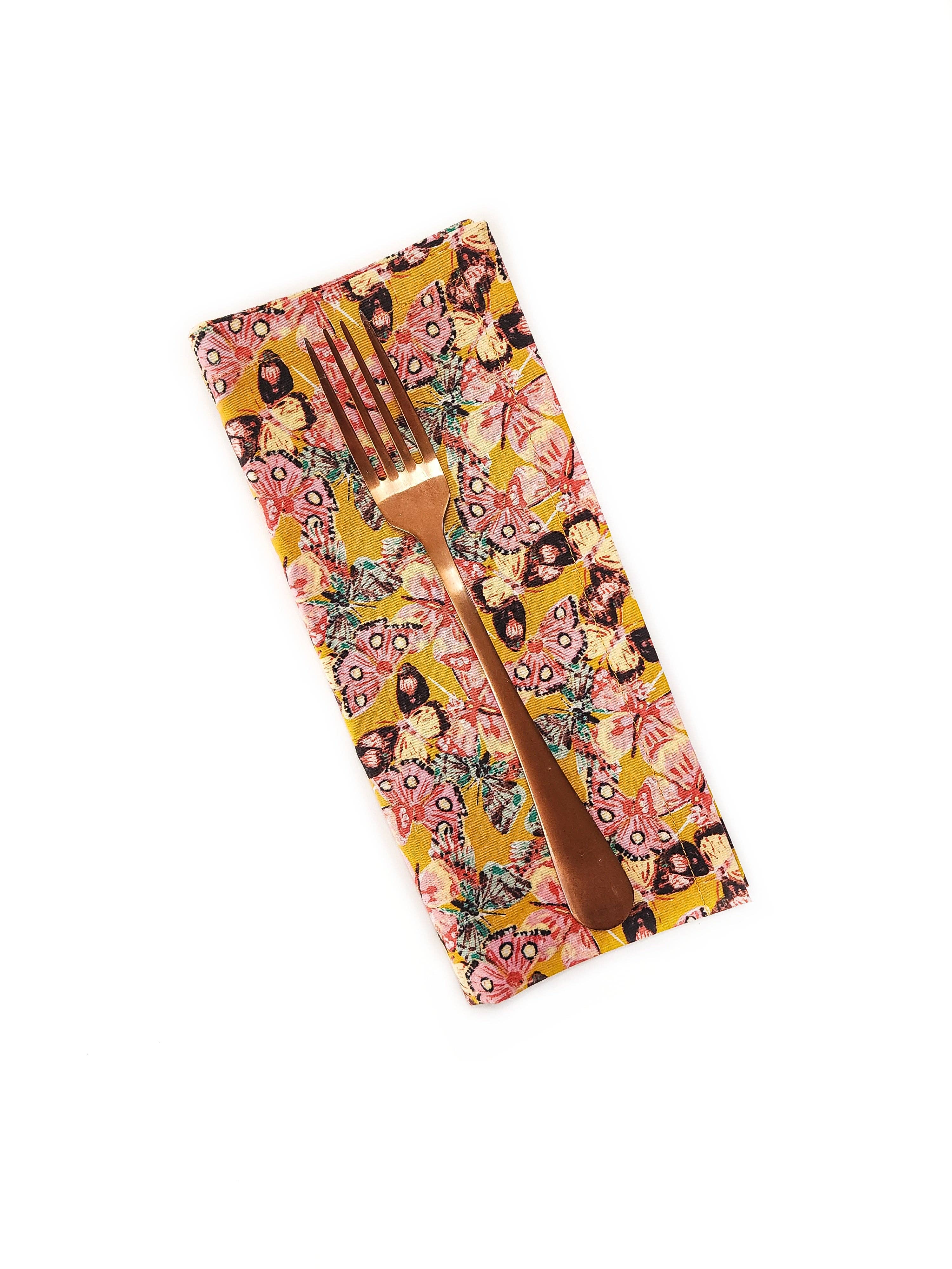 90 West Linen Co. - Wholesale Dinner & Cloth Napkin - Golden Butterfly Cloth Napkins, Set of 48